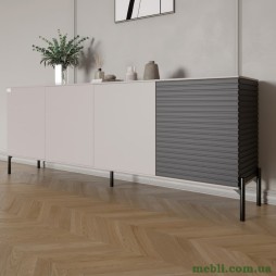 Комод у вітальню на чорних металевих ніжках LION Грей 204x38x76,5 Кашемір/Асфальт