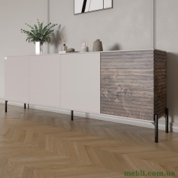 Комод у вітальню на чорних металевих ніжках LION Грей 204x38x76,5 Кашемір/Дерево