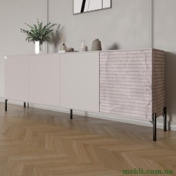 Комод у вітальню на чорних металевих ніжках LION Грей 204x38x76,5 Кашемір/Камінь