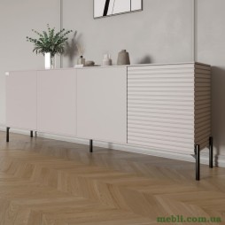 Комод у вітальню на чорних металевих ніжках LION Грей 204x38x76,5 Кашемір/Кашемір