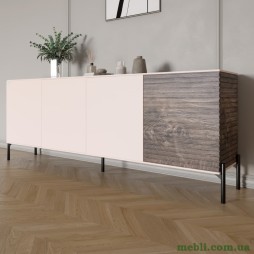 Комод у вітальню на чорних металевих ніжках LION Грей 204x38x76,5 Рожевий/Дерево