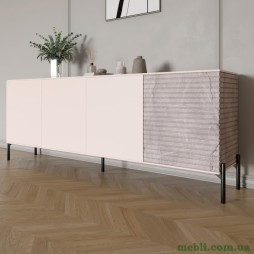 Комод у вітальню на чорних металевих ніжках LION Грей 204x38x76,5 Рожевий/Камінь