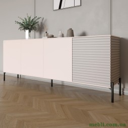 Комод у вітальню на чорних металевих ніжках LION Грей 204x38x76,5 Рожевий/Кашемір