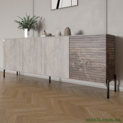 Комод у вітальню на чорних металевих ніжках LION Грей 204x38x76,5 Шварцвальд/Дерево