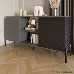 Комод відкритий на чорних металевих ніжках LION Грей Антрацит/Асфальт