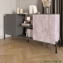 Комод відкритий на чорних металевих ніжках LION Грей Антрацит/Камінь