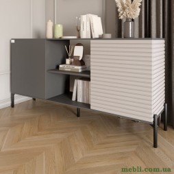 Комод відкритий на чорних металевих ніжках LION Грей Антрацит/Кашемір