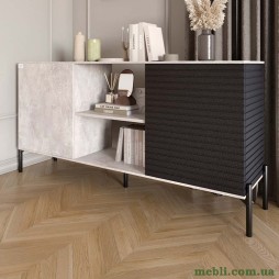 Комод відкритий на чорних металевих ніжках LION Грей Бетон/Асфальт