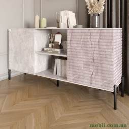 Комод відкритий на чорних металевих ніжках LION Грей Бетон/Камінь