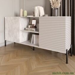 Комод відкритий на чорних металевих ніжках LION Грей Бетон/Кашемір