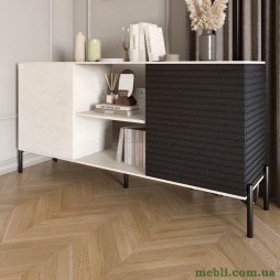 Комод відкритий на чорних металевих ніжках LION Грей Бетон SТyle/Асфальт