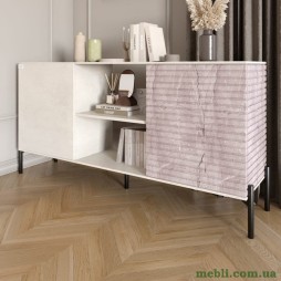 Комод відкритий на чорних металевих ніжках LION Грей Бетон SТyle/Камінь