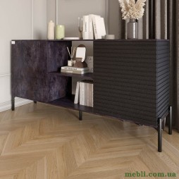 Комод відкритий на чорних металевих ніжках LION Грей Бетон темний/Асфальт