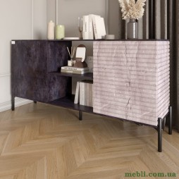 Комод відкритий на чорних металевих ніжках LION Грей Бетон темний/Камінь