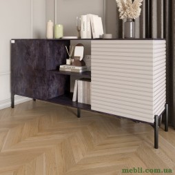 Комод відкритий на чорних металевих ніжках LION Грей Бетон темний/Кашемір