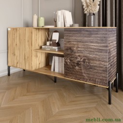 Комод відкритий на чорних металевих ніжках LION Грей Дуб Аппалачі/Дерево