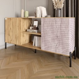 Комод відкритий на чорних металевих ніжках LION Грей Дуб Аппалачі/Камінь