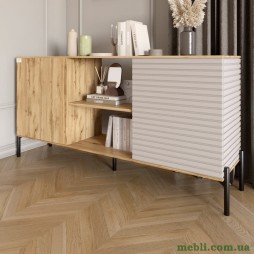 Комод відкритий на чорних металевих ніжках LION Грей Дуб Аппалачі/Кашемір