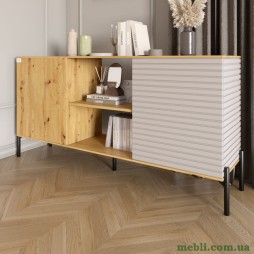 Комод відкритий на чорних металевих ніжках LION Грей Дуб Артизан/Кашемір