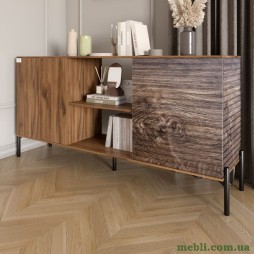 Комод відкритий на чорних металевих ніжках LION Грей Дуб Ліворно/Дерево