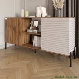 Комод відкритий на чорних металевих ніжках LION Грей Дуб Ліворно/Кашемір