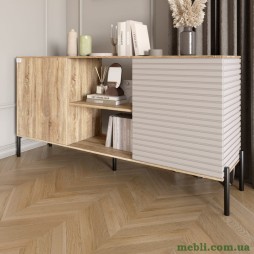 Комод відкритий на чорних металевих ніжках LION Грей Дуб Сонома/Кашемір