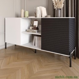 Комод відкритий на чорних металевих ніжках LION Грей Німфея Альба/Асфальт