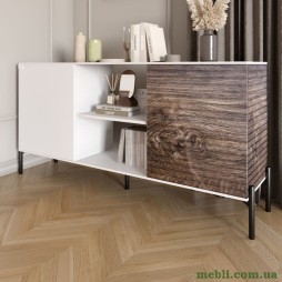 Комод відкритий на чорних металевих ніжках LION Грей Німфея Альба/Дерево