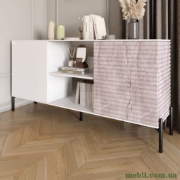 Комод відкритий на чорних металевих ніжках LION Грей Німфея Альба/Камінь