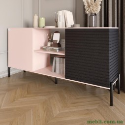 Комод відкритий на чорних металевих ніжках LION Грей Рожевий/Асфальт