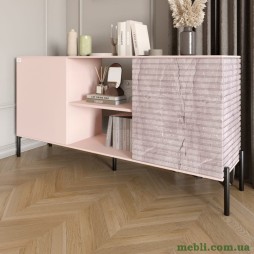 Комод відкритий на чорних металевих ніжках LION Грей Рожевий/Камінь