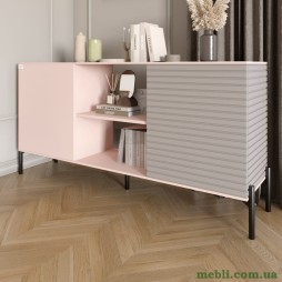 Комод відкритий на чорних металевих ніжках LION Грей Рожевий/Кашемір