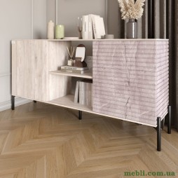 Комод відкритий на чорних металевих ніжках LION Грей Самоа димчастий/Камінь