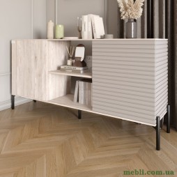 Комод відкритий на чорних металевих ніжках LION Грей Самоа димчастий/Кашемір