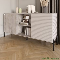 Комод відкритий на чорних металевих ніжках LION Грей Шварцвальд/Кашемір