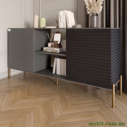 Комод відкритий на золотих металевих ніжках LION Грей Антрацит/Асфальт