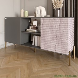 Комод відкритий на золотих металевих ніжках LION Грей Антрацит/Камінь