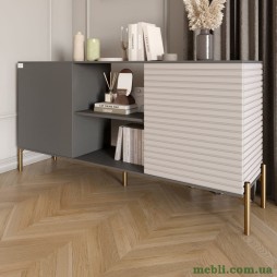 Комод відкритий на золотих металевих ніжках LION Грей Антрацит/Кашемір