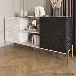 Комод відкритий на золотих металевих ніжках LION Грей Бетон/Асфальт