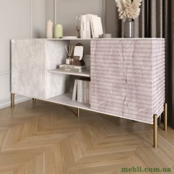 Комод відкритий на золотих металевих ніжках LION Грей Бетон/Камінь