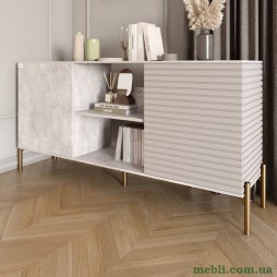 Комод відкритий на золотих металевих ніжках LION Грей Бетон/Кашемір