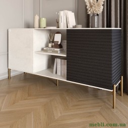 Комод відкритий на золотих металевих ніжках LION Грей Бетон SТyle/Асфальт