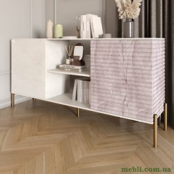 Комод відкритий на золотих металевих ніжках LION Грей Бетон SТyle/Камінь