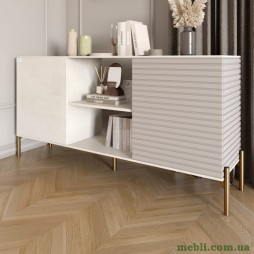 Комод відкритий на золотих металевих ніжках LION Грей Бетон SТyle/Кашемір