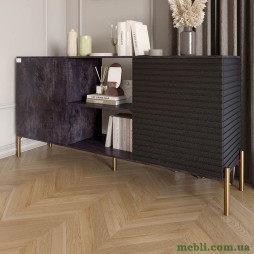 Комод відкритий на золотих металевих ніжках LION Грей Бетон темний/Асфальт