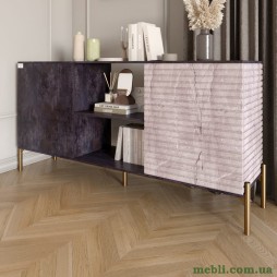 Комод відкритий на золотих металевих ніжках LION Грей Бетон темний/Камінь