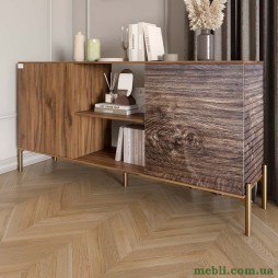 Комод відкритий на золотих металевих ніжках LION Грей Дуб Ліворно/Дерево