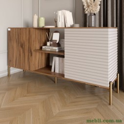 Комод відкритий на золотих металевих ніжках LION Грей Дуб Ліворно/Кашемір