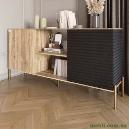 Комод відкритий на золотих металевих ніжках LION Грей Дуб Сонома/Асфальт