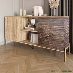 Комод відкритий на золотих металевих ніжках LION Грей Дуб Сонома/Дерево